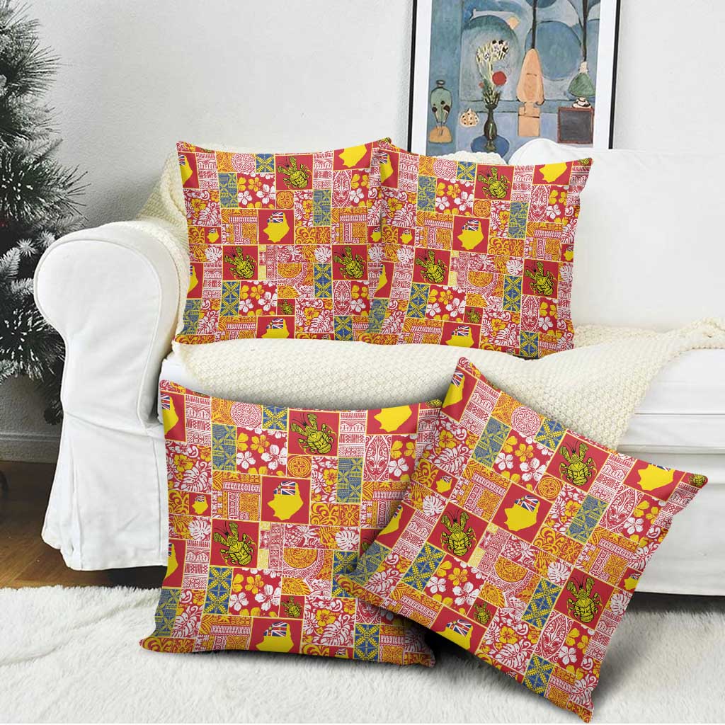 Niue Monuina e Kilisimasi Pillow Cover Pacific Patchwork Xmas Vibes - Polynesian Pride