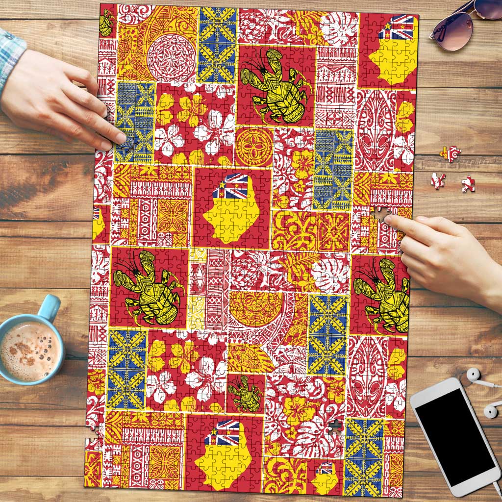 Niue Monuina e Kilisimasi Puzzle Pacific Patchwork Xmas Vibes LT9 Yellow - Polynesian Pride