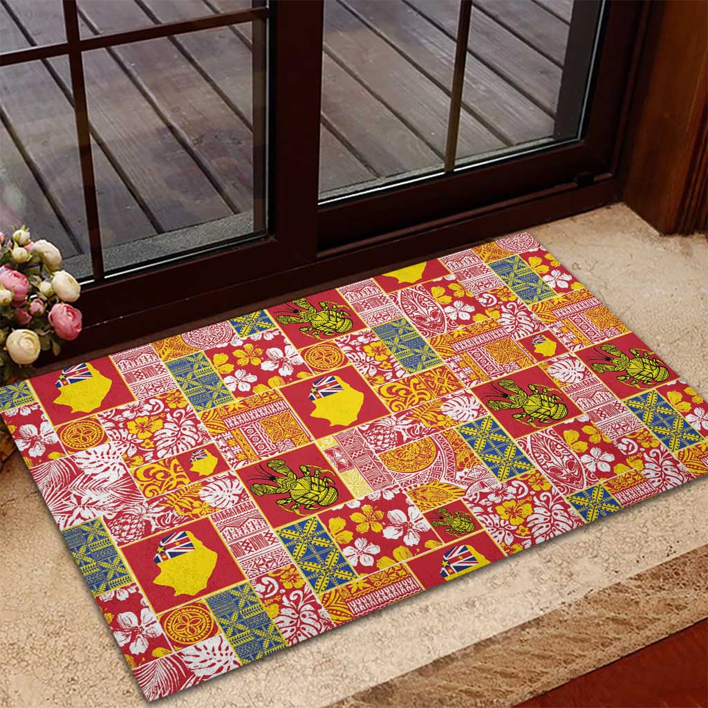 Niue Monuina e Kilisimasi Rubber Doormat Pacific Patchwork Xmas Vibes LT9 - Polynesian Pride