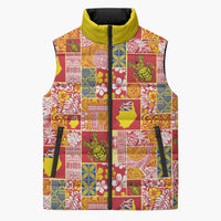 Niue Monuina e Kilisimasi Sleeveless Puffer Jacket Pacific Patchwork Xmas Vibes LT9 Unisex Yellow - Polynesian Pride