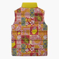 Niue Monuina e Kilisimasi Sleeveless Puffer Jacket Pacific Patchwork Xmas Vibes LT9 - Polynesian Pride
