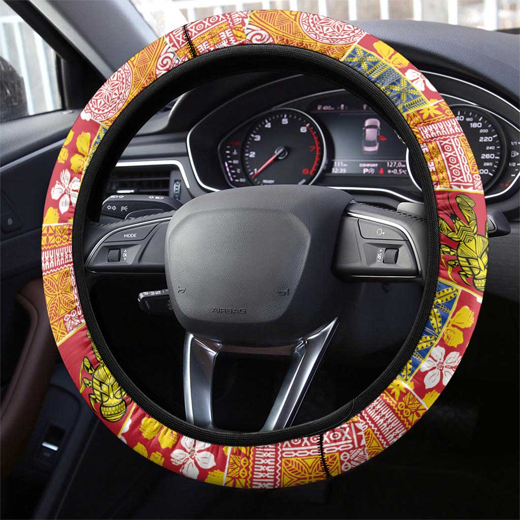 Niue Monuina e Kilisimasi Steering Wheel Cover Pacific Patchwork Xmas Vibes LT9 - Polynesian Pride