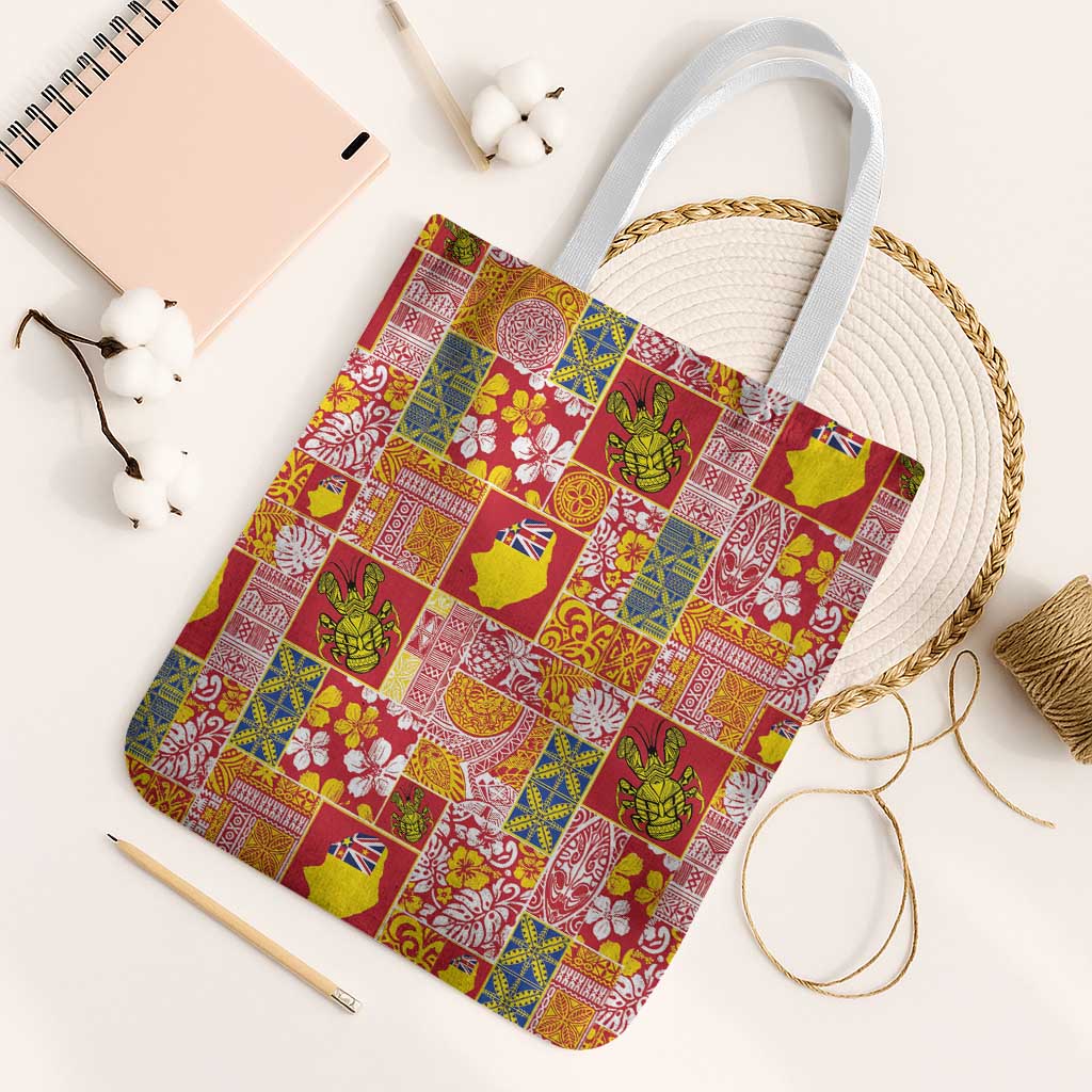 Niue Monuina e Kilisimasi Tote Bag Pacific Patchwork Xmas Vibes - Polynesian Pride