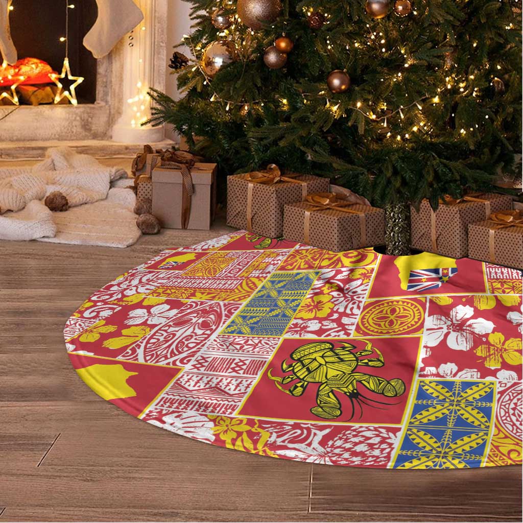 Niue Monuina e Kilisimasi Tree Skirt Pacific Patchwork Xmas Vibes LT9 - Polynesian Pride