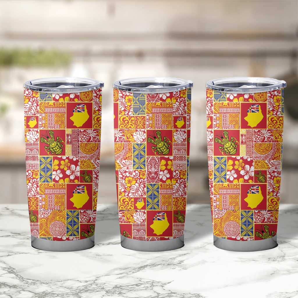 Niue Monuina e Kilisimasi Tumbler Cup Pacific Patchwork Xmas Vibes - Polynesian Pride