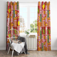 Niue Monuina e Kilisimasi Window Curtain Pacific Patchwork Xmas Vibes - Polynesian Pride