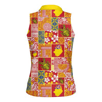 Niue Monuina e Kilisimasi Women Sleeveless Polo Shirt Pacific Patchwork Xmas Vibes LT9 - Polynesian Pride