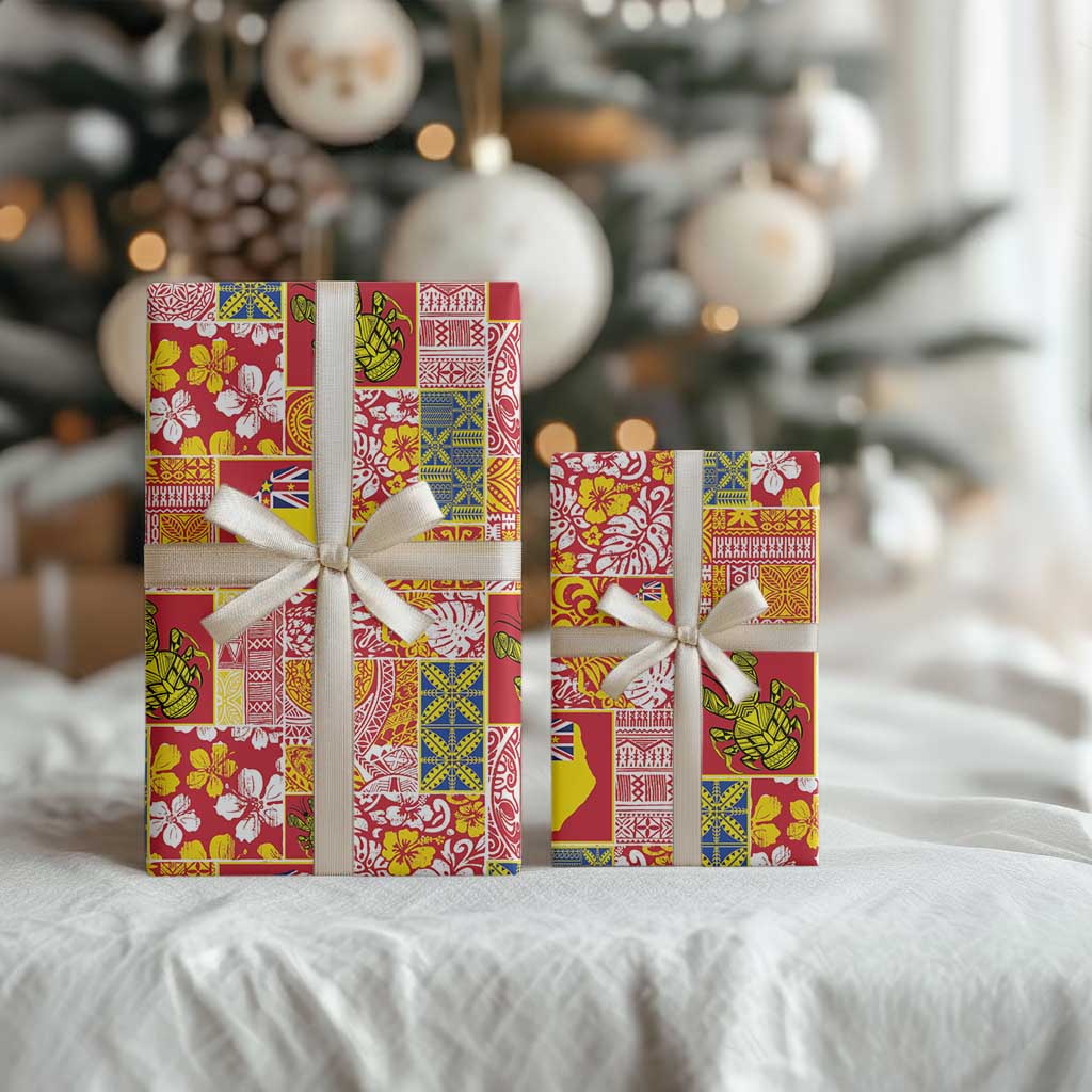 Niue Monuina e Kilisimasi Wrapping Paper Pacific Patchwork Xmas Vibes LT9 - Polynesian Pride