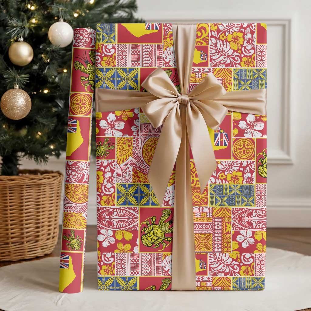 Niue Monuina e Kilisimasi Wrapping Paper Pacific Patchwork Xmas Vibes LT9 - Polynesian Pride