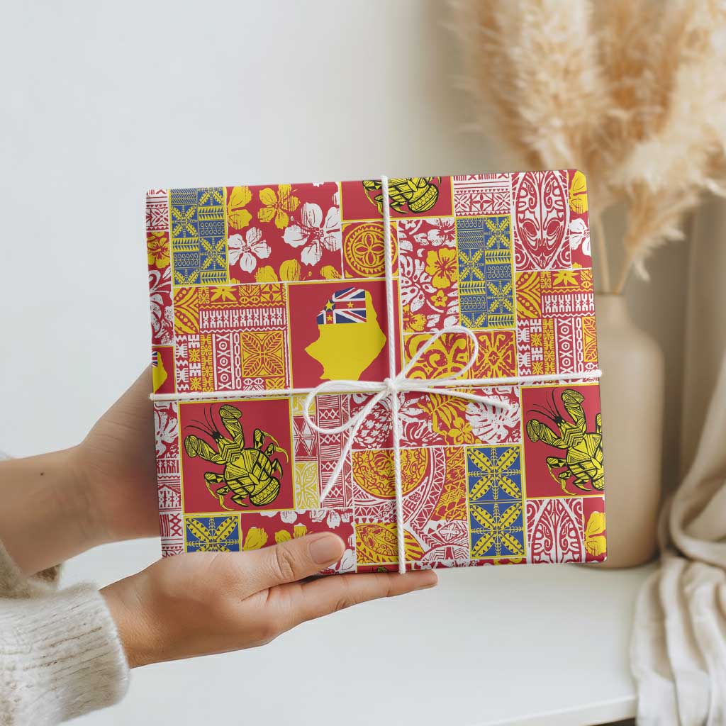 Niue Monuina e Kilisimasi Wrapping Paper Pacific Patchwork Xmas Vibes LT9 - Polynesian Pride