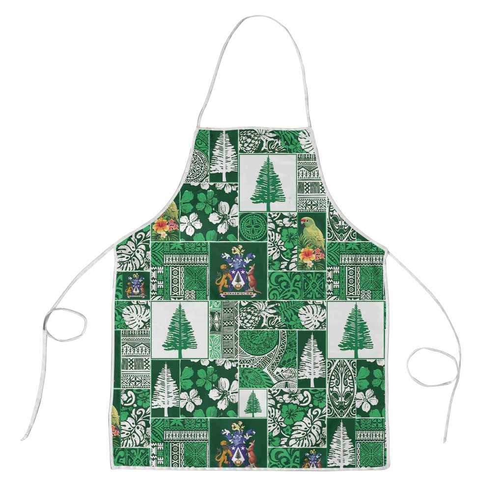 Norfolk Island Meri Krismas Apron Pacific Patchwork Xmas Vibes LT9 Green - Polynesian Pride