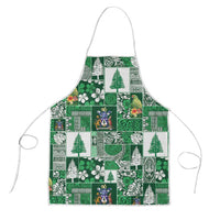Norfolk Island Meri Krismas Apron Pacific Patchwork Xmas Vibes LT9 Green - Polynesian Pride