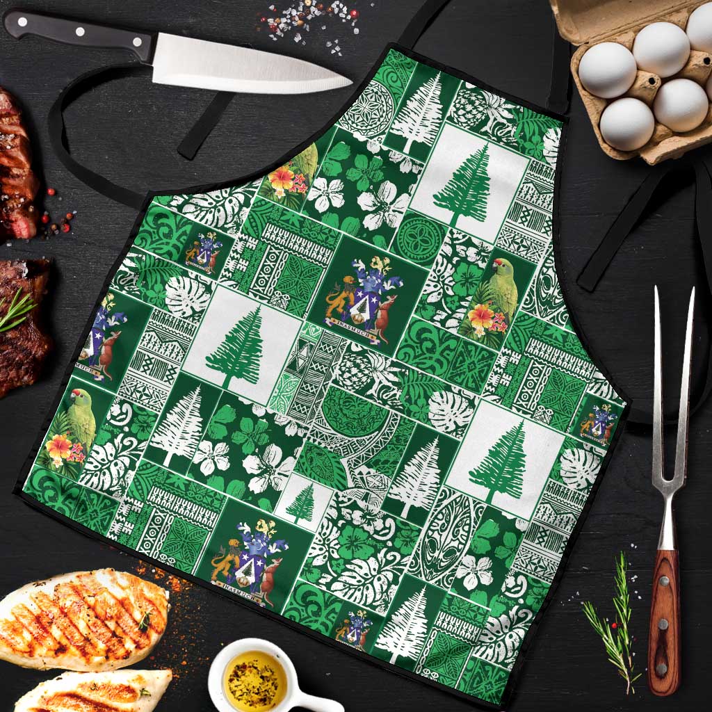 Norfolk Island Meri Krismas Apron Pacific Patchwork Xmas Vibes LT9 Green - Polynesian Pride
