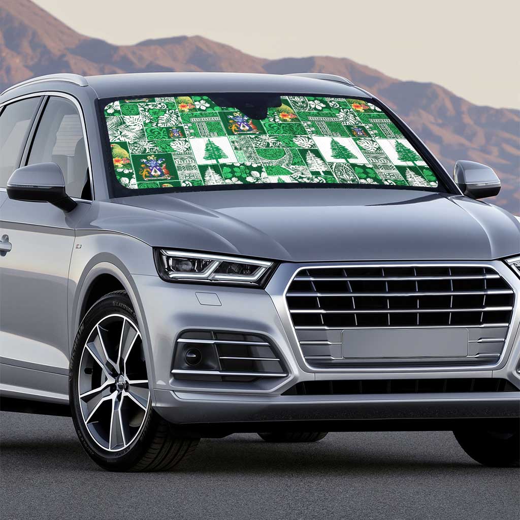 Norfolk Island Meri Krismas Auto Sun Shade Pacific Patchwork Xmas Vibes - Polynesian Pride