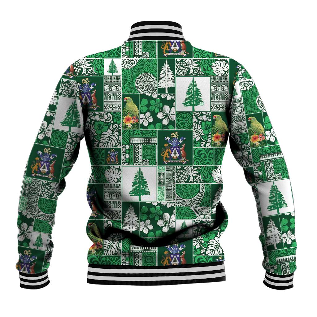 Norfolk Island Meri Krismas Baseball Jacket Pacific Patchwork Xmas Vibes LT9 - Polynesian Pride