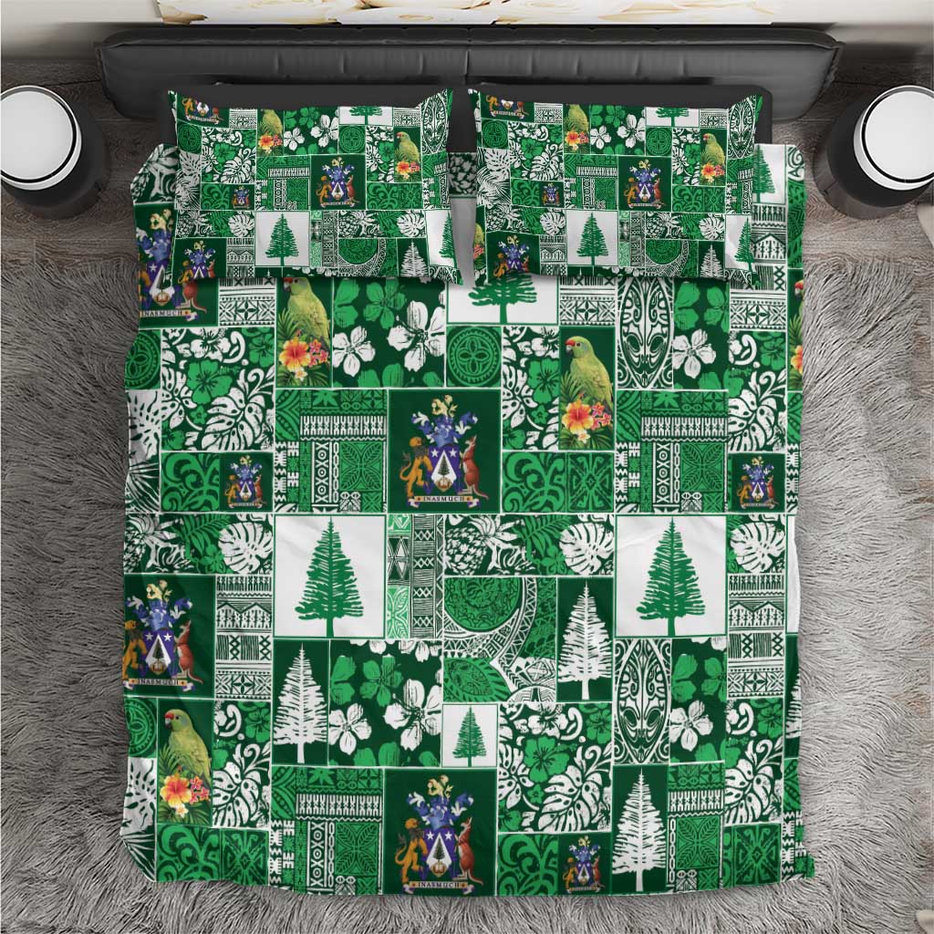 Norfolk Island Meri Krismas Bedding Set Pacific Patchwork Xmas Vibes - Polynesian Pride