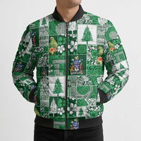 Norfolk Island Meri Krismas Bomber Puffer Jacket Pacific Patchwork Xmas Vibes - Polynesian Pride