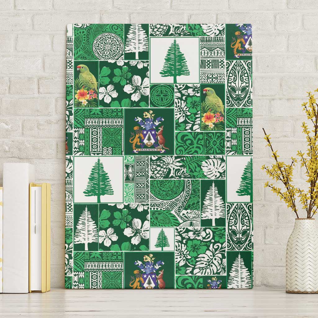Norfolk Island Meri Krismas Canvas Wall Art Pacific Patchwork Xmas Vibes LT9 Without Frame Green - Polynesian Pride