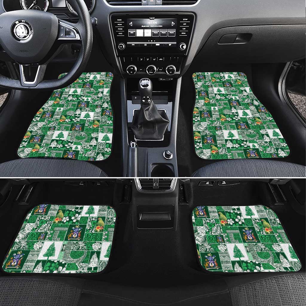 Norfolk Island Meri Krismas Car Mats Pacific Patchwork Xmas Vibes LT9 Set 4pcs Green - Polynesian Pride