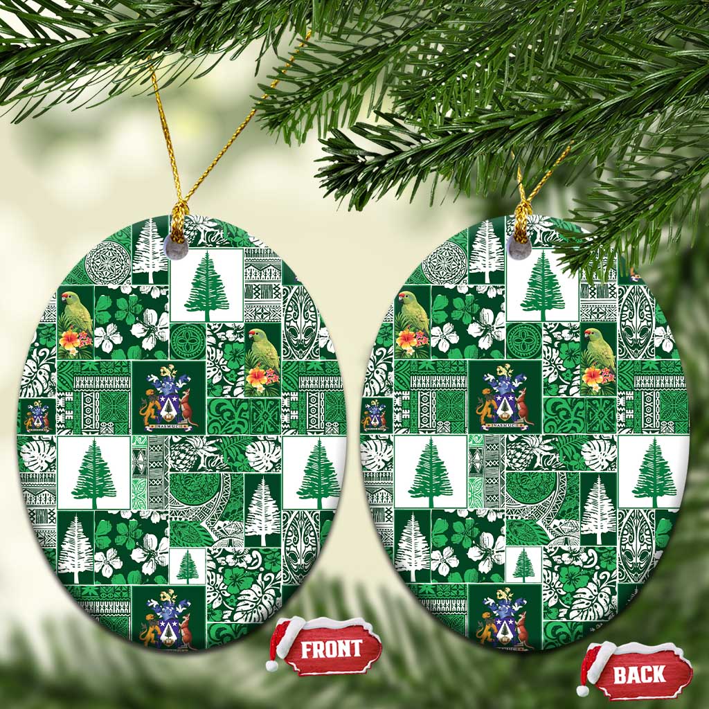 Norfolk Island Meri Krismas Ceramic Ornament Pacific Patchwork Xmas Vibes - Polynesian Pride