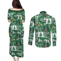 Norfolk Island Meri Krismas Couples Matching Puletasi and Long Sleeve Button Shirt Pacific Patchwork Xmas Vibes LT9 - Polynesian Pride