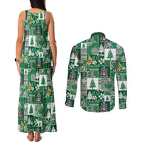 Norfolk Island Meri Krismas Couples Matching Tank Maxi Dress and Long Sleeve Button Shirt Pacific Patchwork Xmas Vibes LT9 - Polynesian Pride