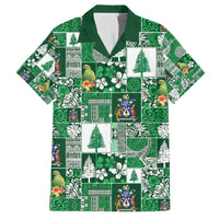 Norfolk Island Meri Krismas Family Matching Off The Shoulder Long Sleeve Dress and Hawaiian Shirt Pacific Patchwork Xmas Vibes - Polynesian Pride