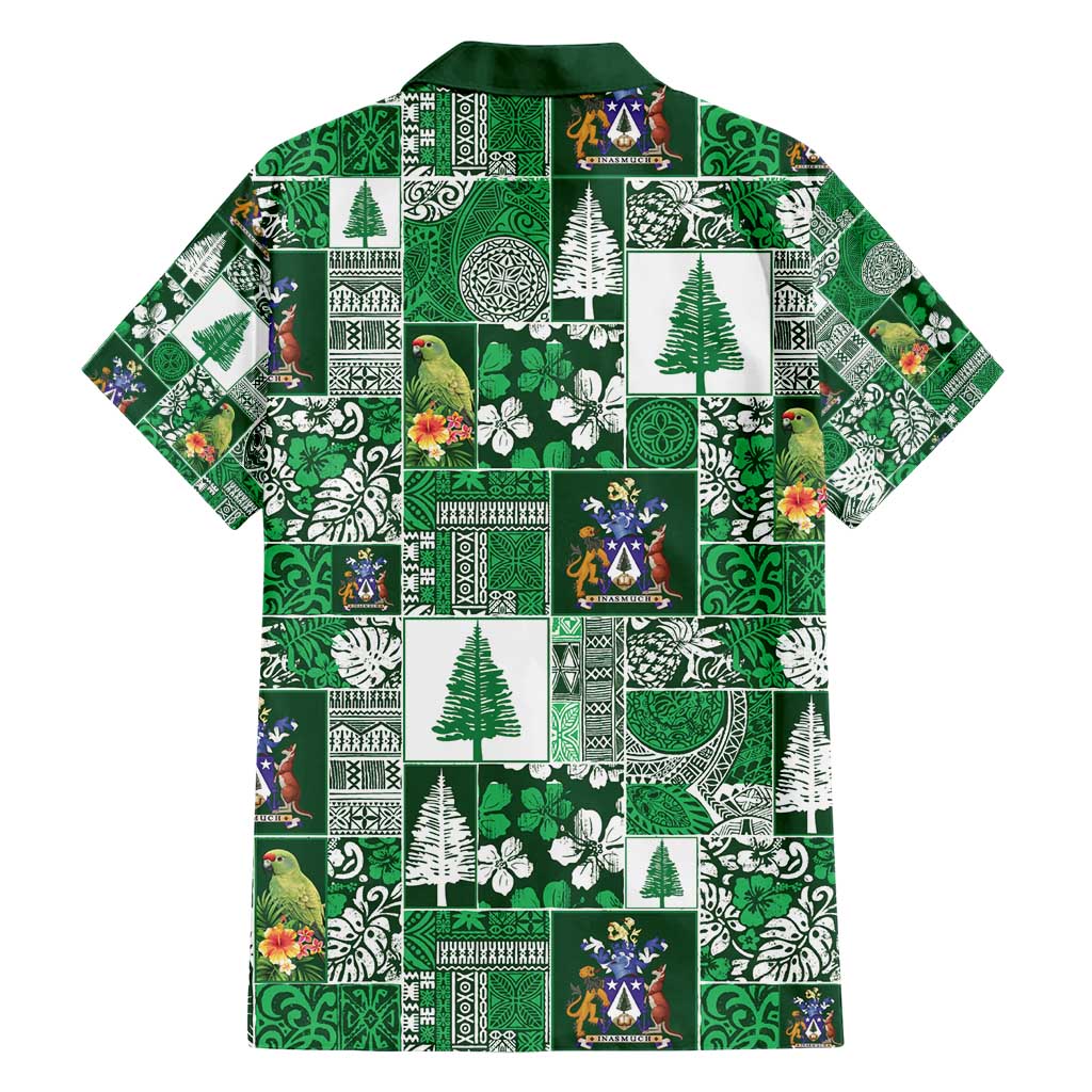 Norfolk Island Meri Krismas Family Matching Short Sleeve Bodycon Dress and Hawaiian Shirt Pacific Patchwork Xmas Vibes - Polynesian Pride