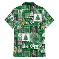 Norfolk Island Meri Krismas Family Matching Short Sleeve Bodycon Dress and Hawaiian Shirt Pacific Patchwork Xmas Vibes - Polynesian Pride