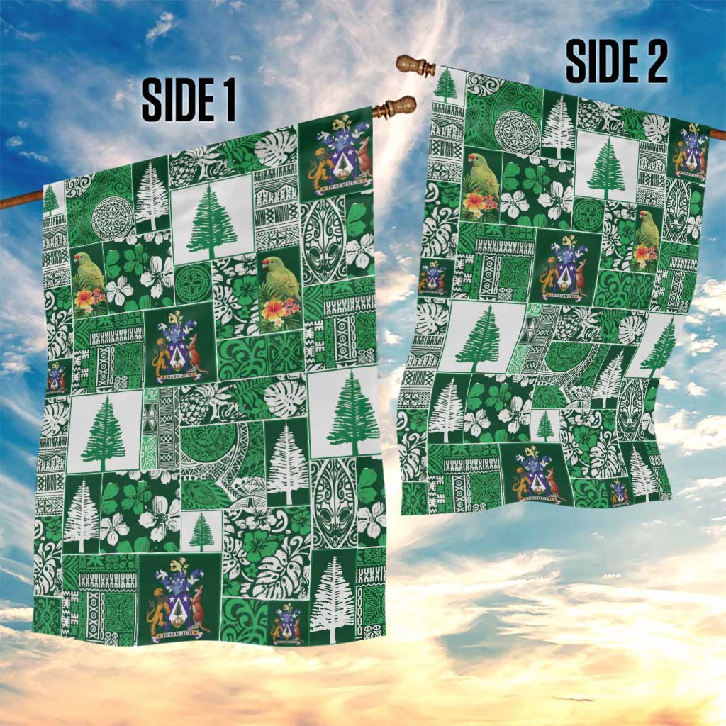 Norfolk Island Meri Krismas Garden Flag Pacific Patchwork Xmas Vibes - Polynesian Pride