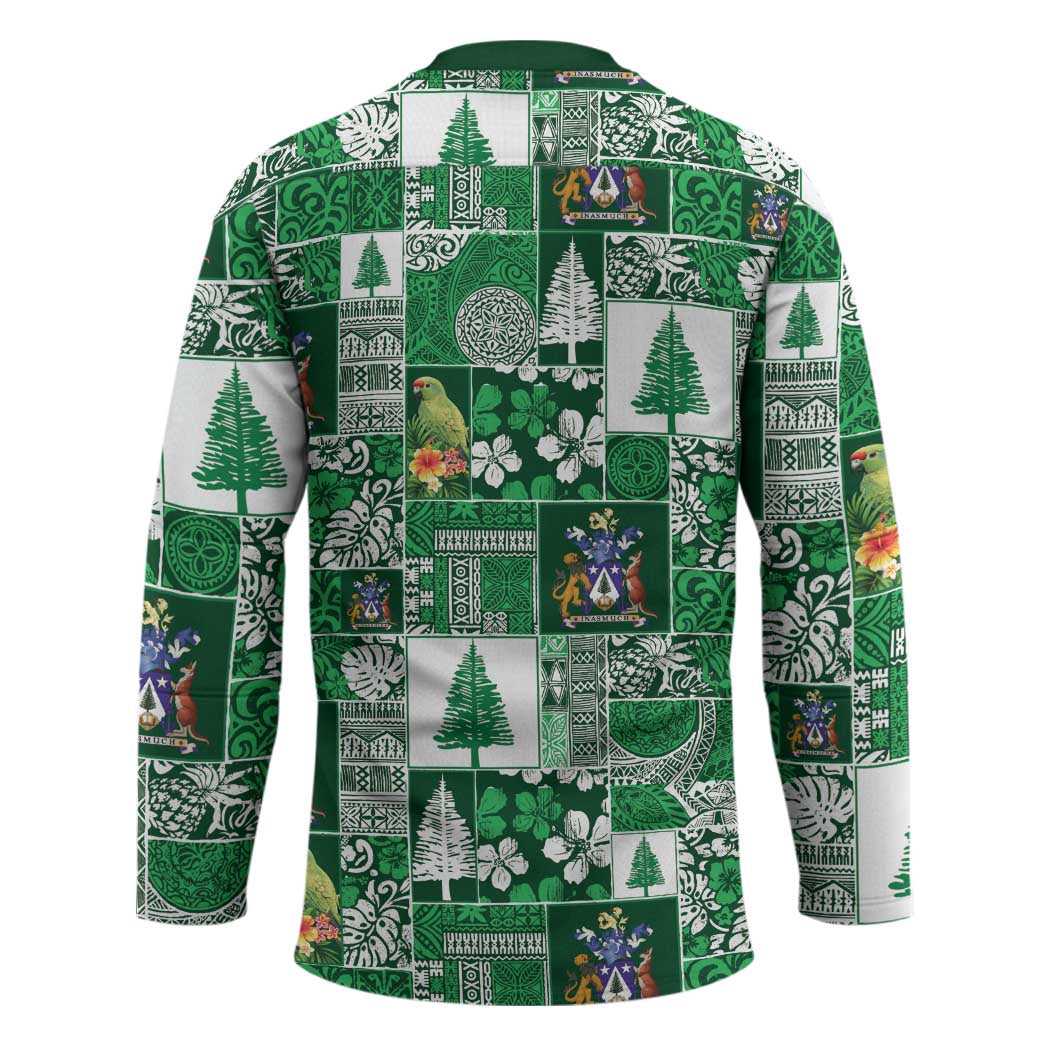 Norfolk Island Meri Krismas Hockey Jersey Pacific Patchwork Xmas Vibes - Polynesian Pride
