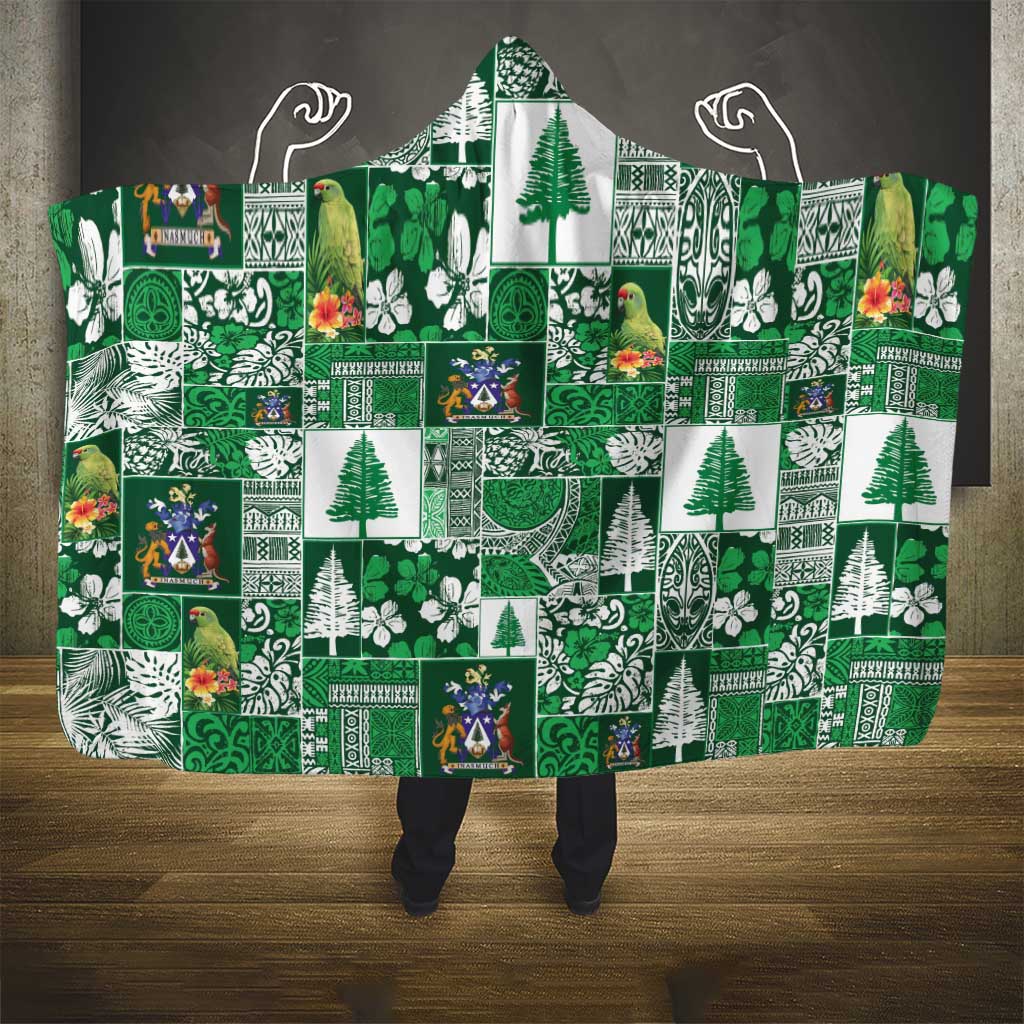 Norfolk Island Meri Krismas Hooded Blanket Pacific Patchwork Xmas Vibes LT9 - Polynesian Pride