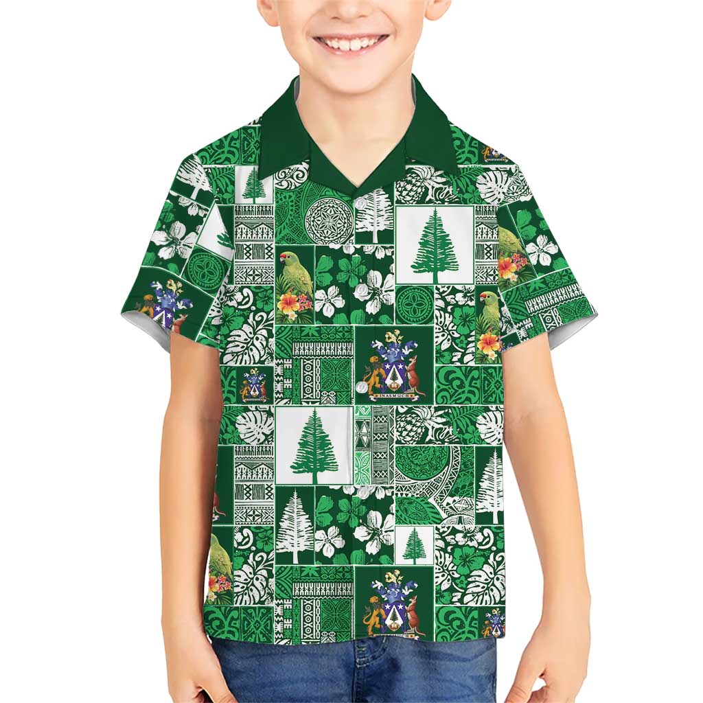 Norfolk Island Meri Krismas Kid Hawaiian Shirt Pacific Patchwork Xmas Vibes - Polynesian Pride