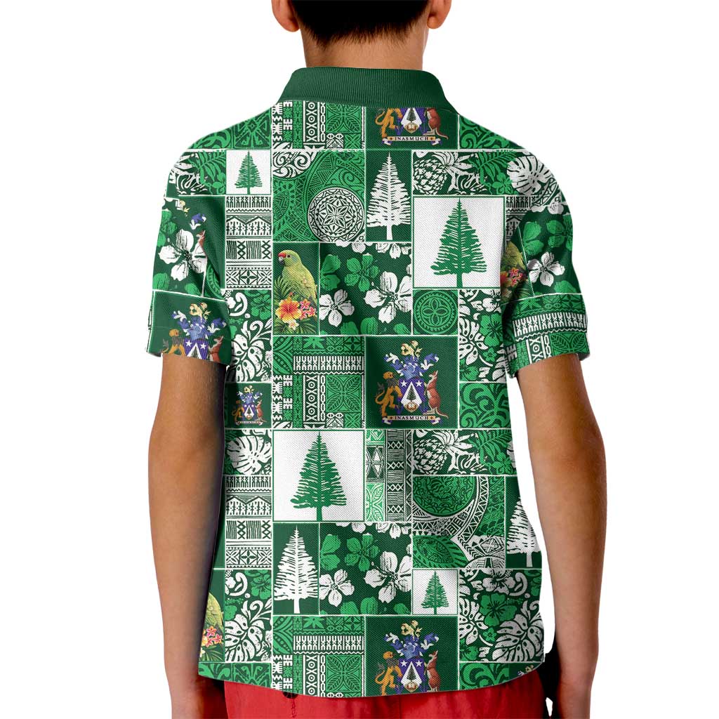 Norfolk Island Meri Krismas Kid Polo Shirt Pacific Patchwork Xmas Vibes LT9 - Polynesian Pride