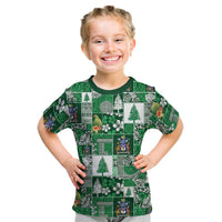 Norfolk Island Meri Krismas Kid T Shirt Pacific Patchwork Xmas Vibes LT9 Green - Polynesian Pride