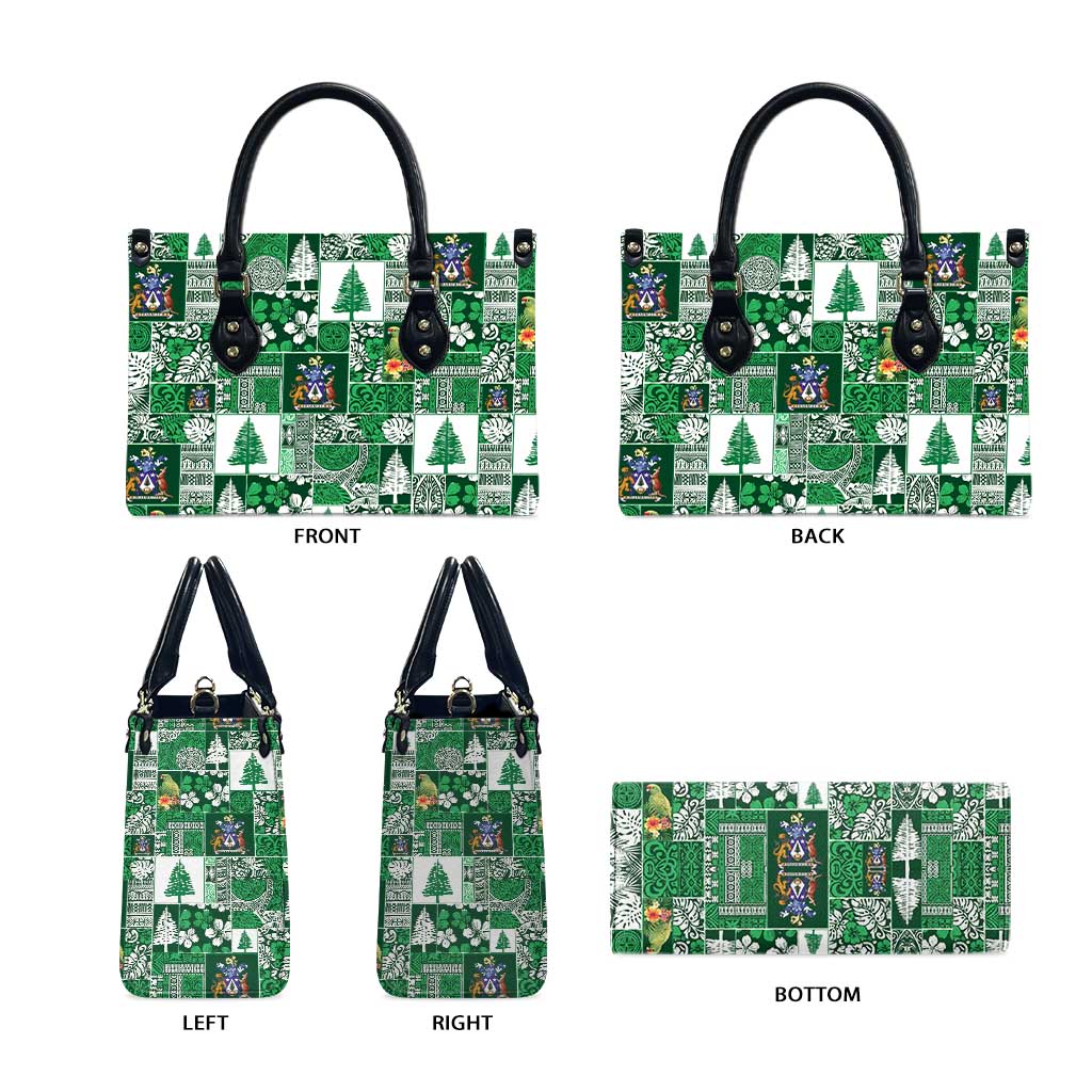 Norfolk Island Meri Krismas Leather Bag Pacific Patchwork Xmas Vibes - Polynesian Pride