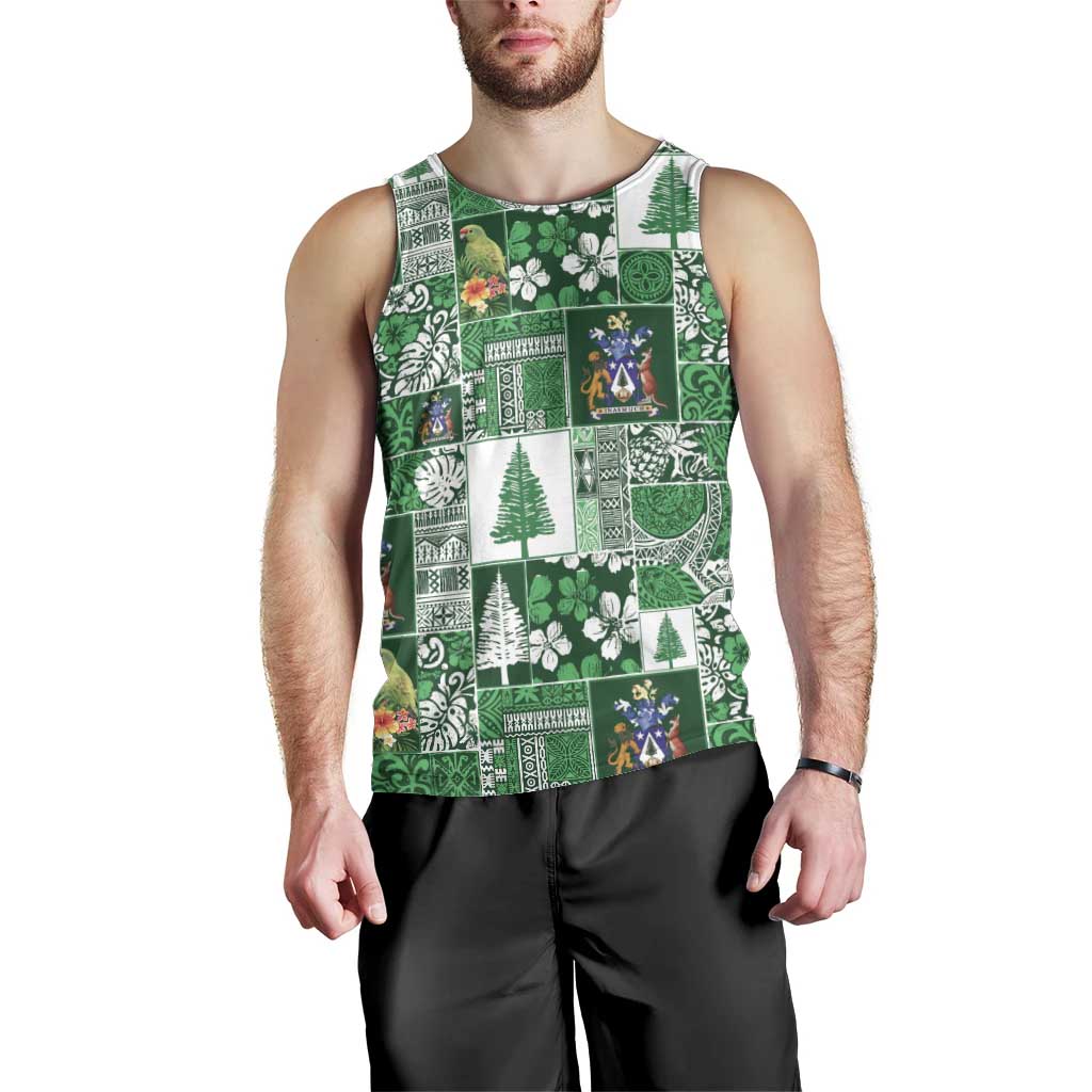 Norfolk Island Meri Krismas Men Tank Top Pacific Patchwork Xmas Vibes LT9 - Polynesian Pride