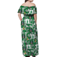 Norfolk Island Meri Krismas Off Shoulder Maxi Dress Pacific Patchwork Xmas Vibes LT9 - Polynesian Pride