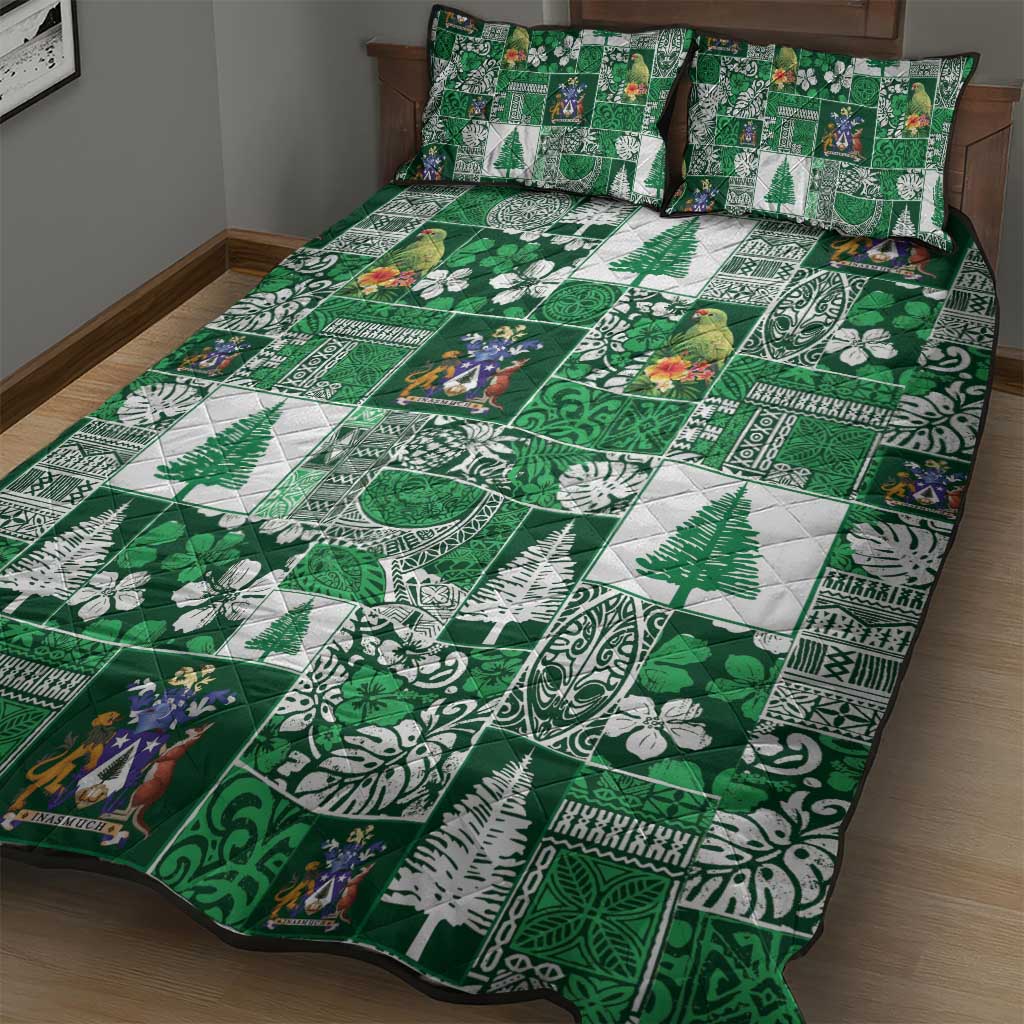 Norfolk Island Meri Krismas Quilt Bed Set Pacific Patchwork Xmas Vibes - Polynesian Pride