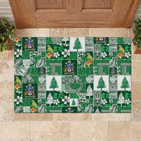 Norfolk Island Meri Krismas Rubber Doormat Pacific Patchwork Xmas Vibes LT9 Green - Polynesian Pride
