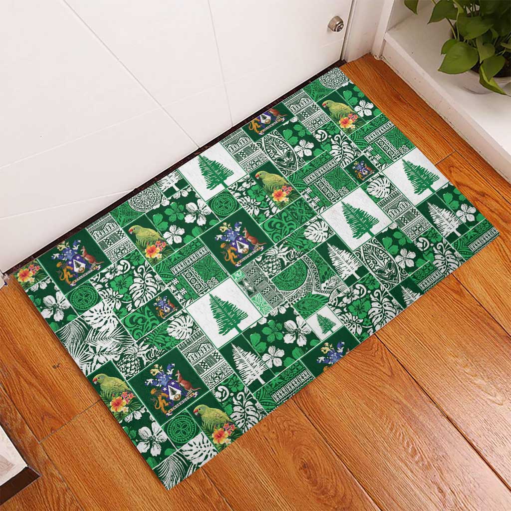 Norfolk Island Meri Krismas Rubber Doormat Pacific Patchwork Xmas Vibes LT9 - Polynesian Pride