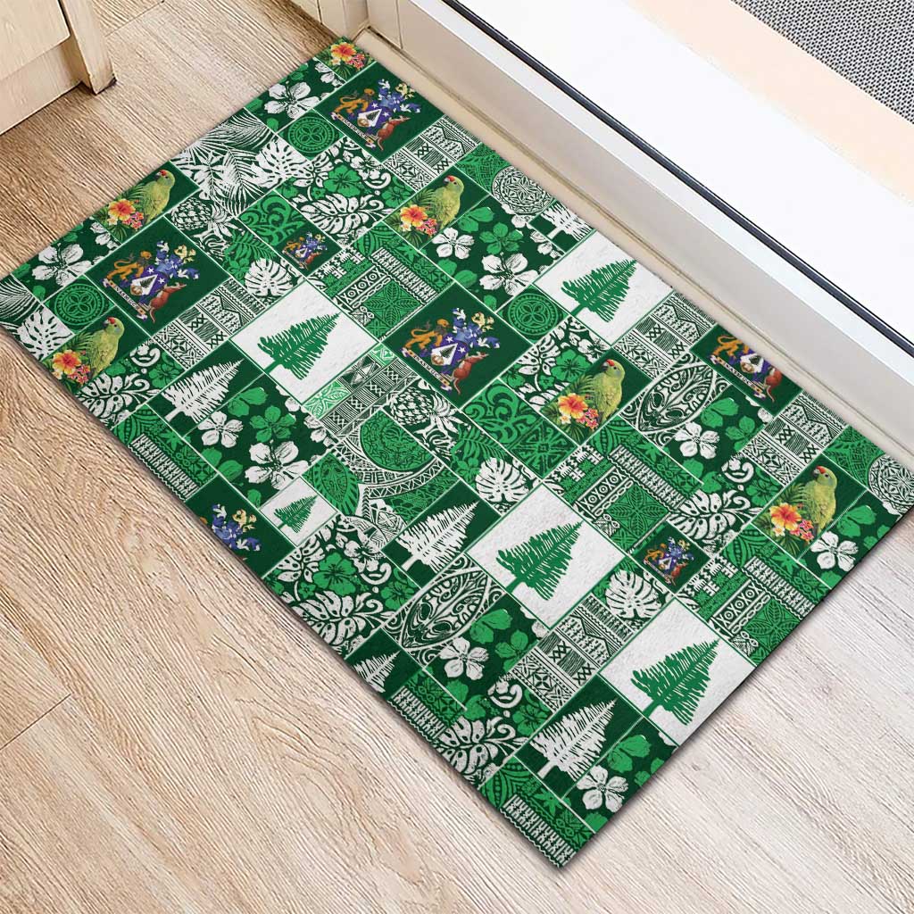 Norfolk Island Meri Krismas Rubber Doormat Pacific Patchwork Xmas Vibes LT9 - Polynesian Pride