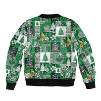 Norfolk Island Meri Krismas Sleeve Zip Bomber Jacket Pacific Patchwork Xmas Vibes LT9 - Polynesian Pride