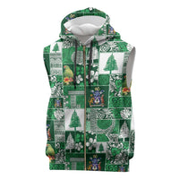 Norfolk Island Meri Krismas Sleeveless Zip Hoodie Pacific Patchwork Xmas Vibes - Polynesian Pride