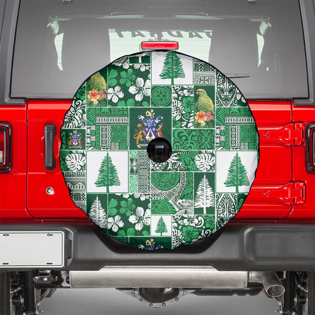 Norfolk Island Meri Krismas Spare Tire Cover Pacific Patchwork Xmas Vibes - Polynesian Pride