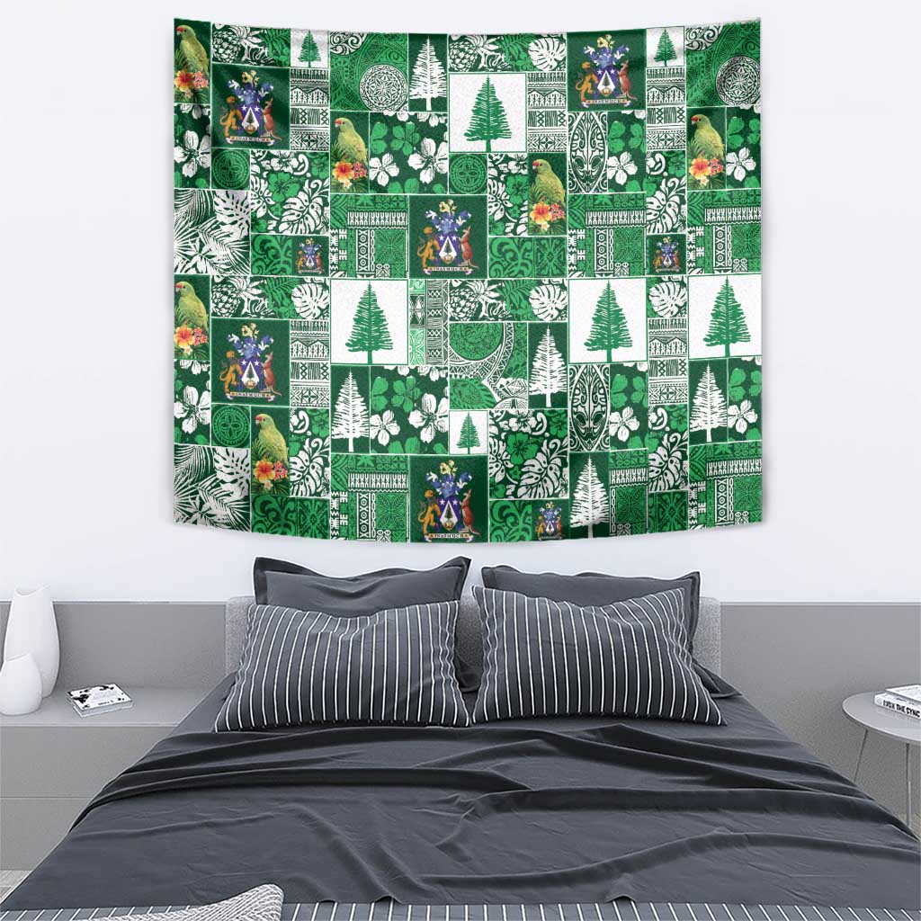 Norfolk Island Meri Krismas Tapestry Pacific Patchwork Xmas Vibes - Polynesian Pride