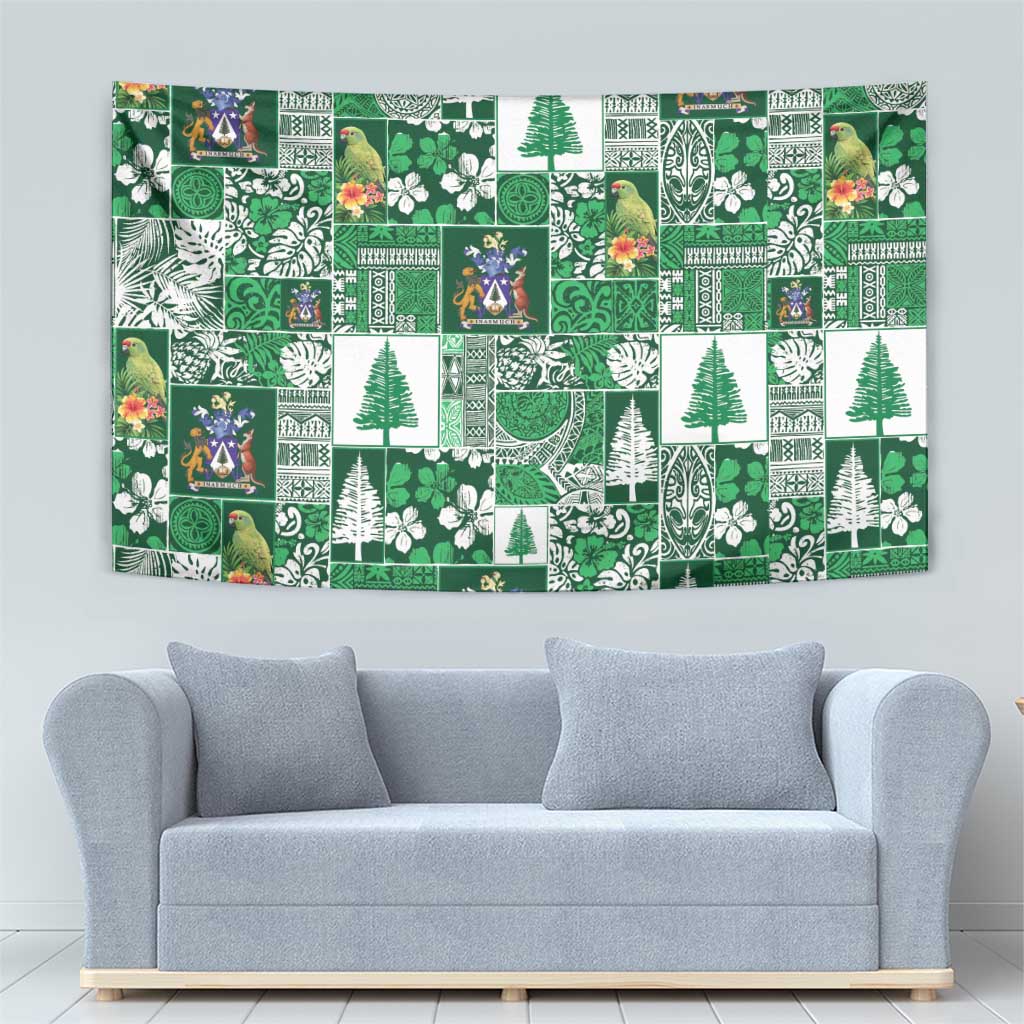Norfolk Island Meri Krismas Tapestry Pacific Patchwork Xmas Vibes - Polynesian Pride