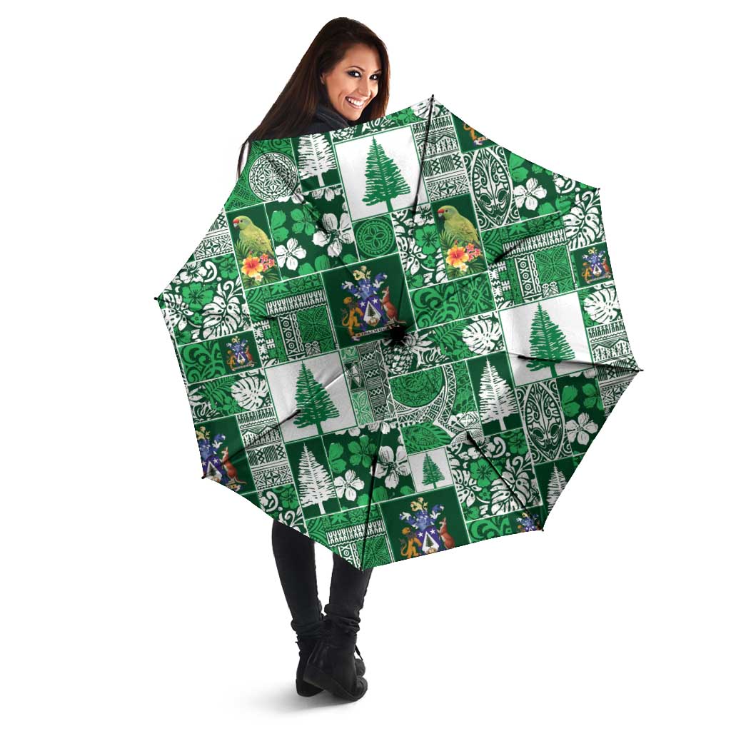 Norfolk Island Meri Krismas Umbrella Pacific Patchwork Xmas Vibes - Polynesian Pride