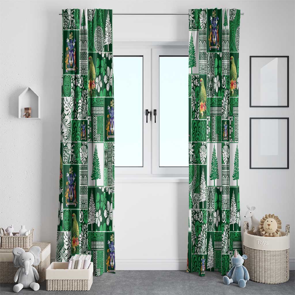 Norfolk Island Meri Krismas Window Curtain Pacific Patchwork Xmas Vibes - Polynesian Pride