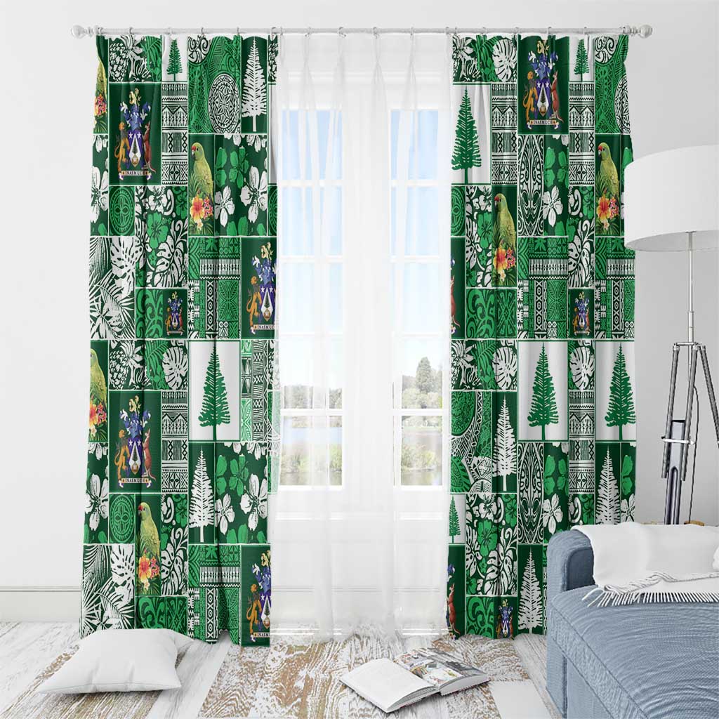 Norfolk Island Meri Krismas Window Curtain Pacific Patchwork Xmas Vibes - Polynesian Pride